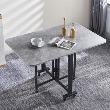 Imagem de ZXLPHA Mesa de jantar dobrável, mesa de cozinha com pé ajustável, mesa de jantar multifuncional com economia de espaço para apartamento, sala de estar