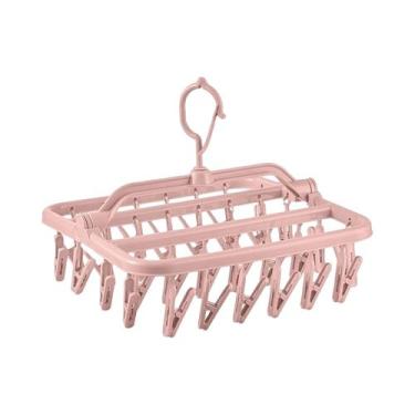 Imagem de Varal De Plástico Dobrável Com 32 Clipes Para Roupas, Roupa Íntima E M