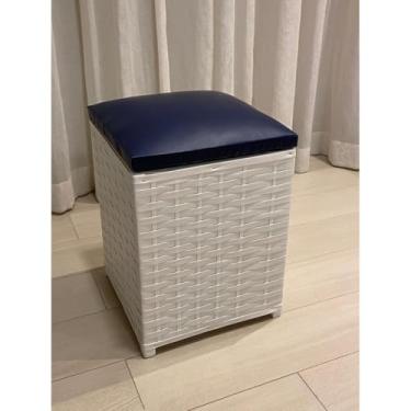 Imagem de Puff Organizador 2 Em 1 Puff/cesto Fibra Sintética P(BRANCO/AZUL)