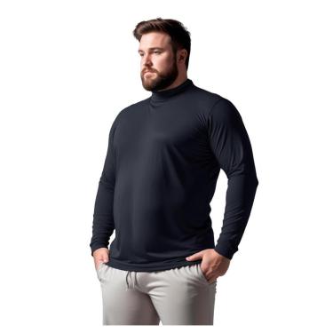 Imagem de Camisa Térmica Proteção UV Segunda Pele Dry Plus Size Gola Alta Manga Longa-Masculino