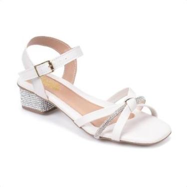 Imagem de Sandália Infantil Salto Bloco De Strass Tira Laço-Feminino