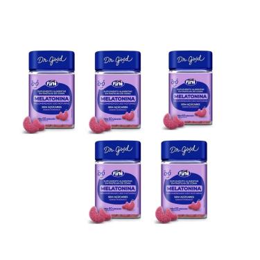 Imagem de Kit 5 Melatoninas Sabor Morango 5x60 Gomas Fini Dr Good-Unissex