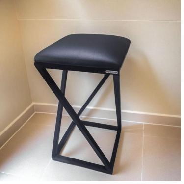 Imagem de Kit 2 Banquinhos Ferro Banco Sem Encosto Banqueta Banco Quadrado Preto