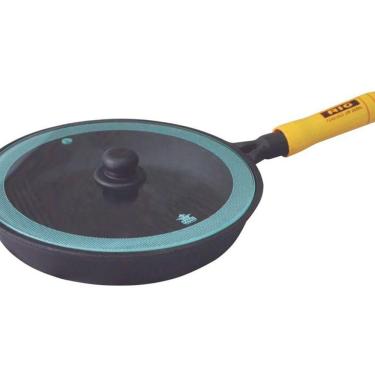 Imagem de Frigideira Cabo Madeira Ferro Fundido Tampa De Vidro N20