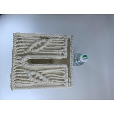 Imagem de Kortimu Caixa decorativa de gerenciamento de cabos: Organizador de corda de algodão tecido à mão Boho natural de 33 cm com capa de cabo e hider para tiras de energia, fios de TV e cabos de mesa