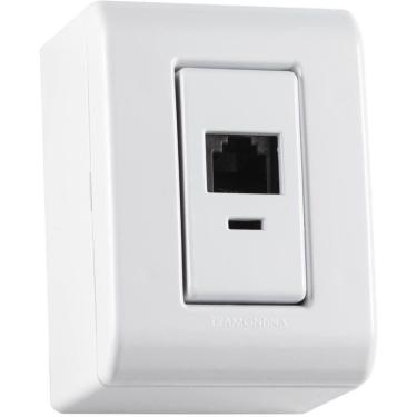 Imagem de Caixa de Sobrepor Lizflex com 1 Tomada Rj11 Branca 57304010 Tramontina Cj Caixa+tampa+tomada Rj1