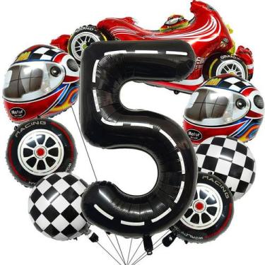 Imagem de Kit de balão, tema de corrida, festa de 5 anos para crianças, 8 unidad