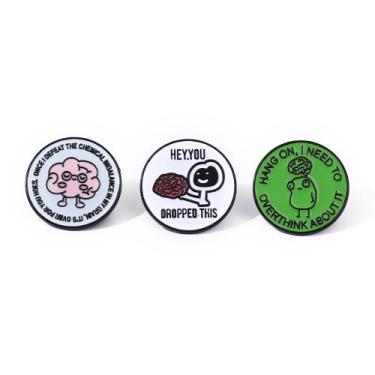 Imagem de Conjunto de broches Funny Brain Cartoon, blusa redonda, alfinetes de l