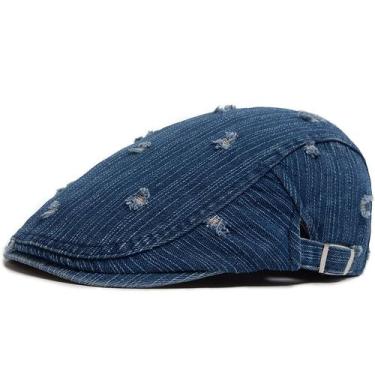 Imagem de Cap Flat Gatsby Newsboy, jeans envelhecido, algodão para homens - Yiwe