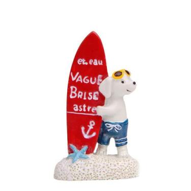 Imagem de Estatueta Creative Resin Surfing Dog, escultura 3D de desenho animado 
