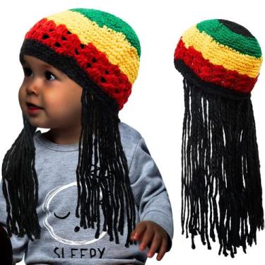 Imagem de Chapéu de fantasia Chapéu Geyoga Rasta com longos cabelos pretos para 
