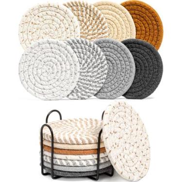 Imagem de Drink Coasters Effectyou 8 peças com suporte de 8 cores de algodão