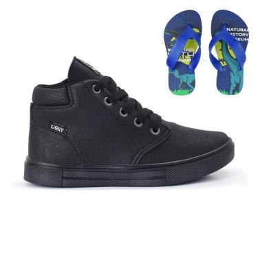 Imagem de Tenis Botinha Infantil Meninos Casual Cano Alto Confortavel + Chinelo-Masculino