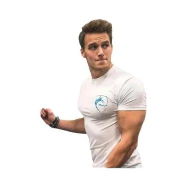 Imagem de Camiseta De Treinamento Esportiva Masculina De Verão Em Algodão Elásti