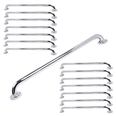 Imagem de Alça Barra Apoio 80cm Inox Kit 14 Uni Banheiro Cadeirante Idoso Deficiente Acessibilidade Casa Hospital Segurança