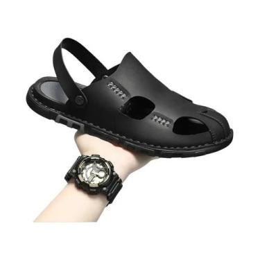 Imagem de Sandálias De Couro Masculinas Para O Verão, Confortáveis, Chinelos De 