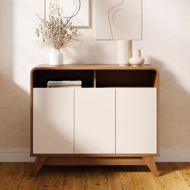 Imagem de Buffet Aparador 95cm 3 Portas Orgânico Marlo Nature/off Z56 - Mpozenato