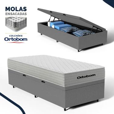 Imagem de Cama Box Baú com Colchão de Molas Ensacadas Ortobom One Face Plenno Solteiro 88cm