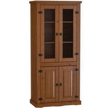 Imagem de Estante Cristaleira 4 Portas com Vidro 100% Madeira Imperial Imbuia Fo