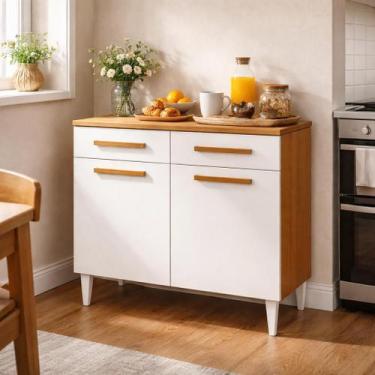 Imagem de Balcão Multiuso Cozinha Moderno com Gavetas e 2 Portas - Aramóveis