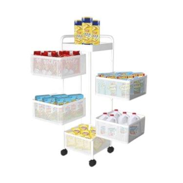 Imagem de Fruteira de Chão Quadrada 05 Divisorias Cozinha Cor:Branco - 3KAM, Bra