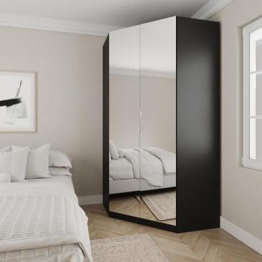Imagem de Guarda Roupa de Canto Closet com 6 Prateleiras e Portas de Espelho Her