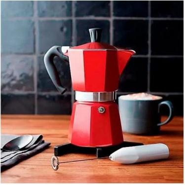 Imagem de Cafeteira Italiana Em Alumínio 6 Xícaras Vermelha Mimo Style
