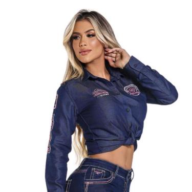Imagem de Camisete Country Manga Longa Azul Marinho Bordada - Rodeo Farm, M