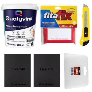 Imagem de Massa Corrida 1,5kg Qualyvinil + Acessórios Para Acabamento - Qualyvin