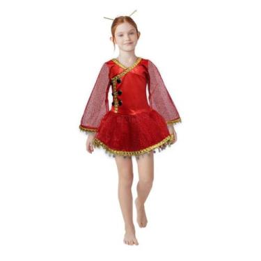 Imagem de Vestido Japonesa Infantil Vestido Clássico Oriental Vermelho Com Kanza
