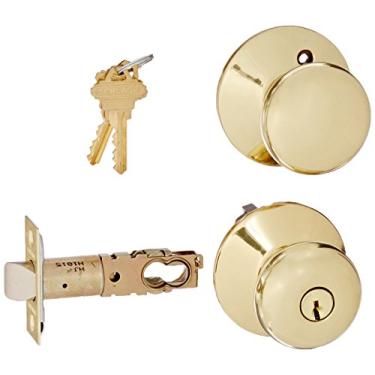 Imagem de Schlage Conjunto de maçanetas de porta Plymouth F80-PLY em latão polido