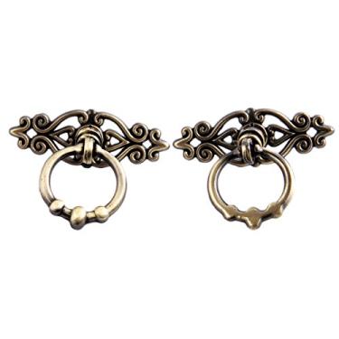Imagem de 2 pçs/lote gaveta anel de alças de alças armário armário puxa hardware de mobiliário antique bronze vermelho bronze Único buraco 34mm liga YYDFPIIA (Color : Green)