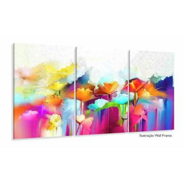 Imagem de Quadros Decorativos Abstrato Colorido Sala Quarto 120x60 3 p