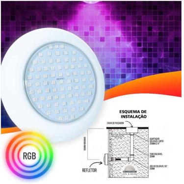 Imagem de Refletor Power Led 15W Abs Iluminação Para Piscina Rgb Cor Da Luz Multicolorida - Brustec