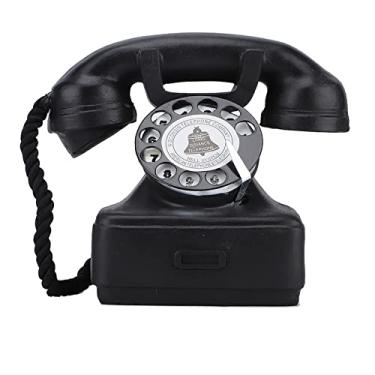 Imagem de Adereços de telefone antigo, ornamento de telefone fixo com discagem rotativa de telefone antigo retrô vintage para decoração de mesa de casa adereços de fotografia