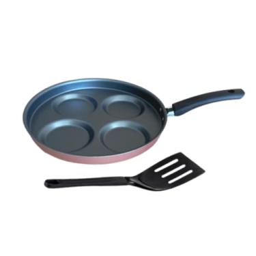 Imagem de Frigideira Gourmet 4 Ovos 26cm Antiaderente Rose Acompanha Espátula 25cm Não Gruda 4 Cavidade Fritar Ovos Bacon Queijo Hambúrguer