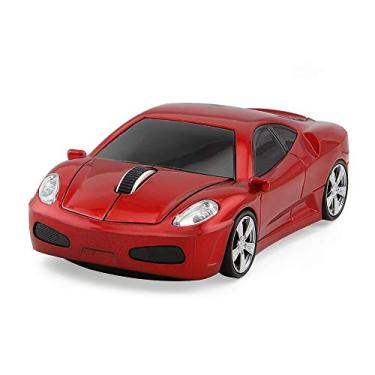 Imagem de ECOiNVA Mouse sem fio para carro esportivo ótico 2,4 G Nano USB AA bateria desktop mouse para laptop (vermelho)