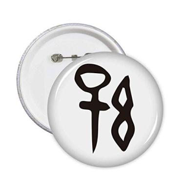 Imagem de Inscrição de osso sobrenome chinês Personagem Alfinetes de sol Emblema de botão Decoração 5 peças