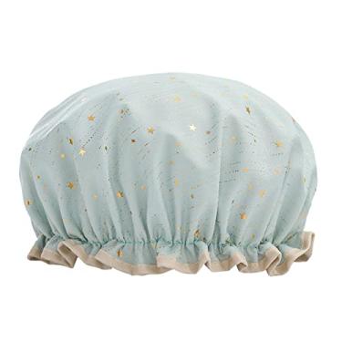 Imagem de Impressão Na Touca De Banho De Banho De Banheira Touca De Banho Com Faixa Elástica De Dupla Camada Reutilizável À Prova D'água Para Chuveiro De Salão De Spa Para Spa