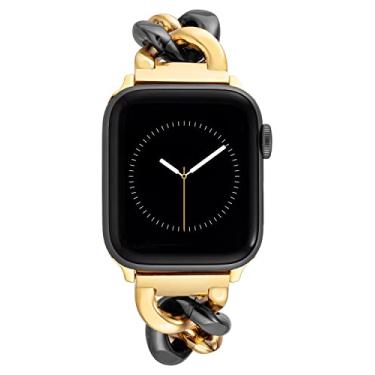 Imagem de Anne Klein Pulseira de corrente moderna para Apple Watch, segura, ajustável, pulseira de substituição para Apple Watch, cabe na maioria dos pulsos, Dourado/preto