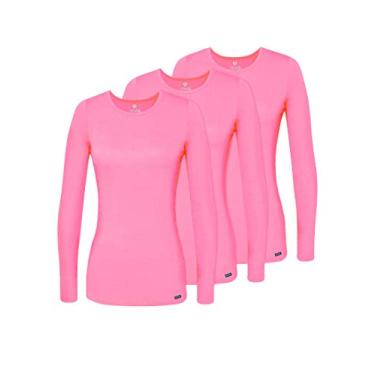 Imagem de Pacote com 3 cuecas Adar Underscrubs para mulheres – Camiseta confortável de manga comprida, Neon Pink, Large