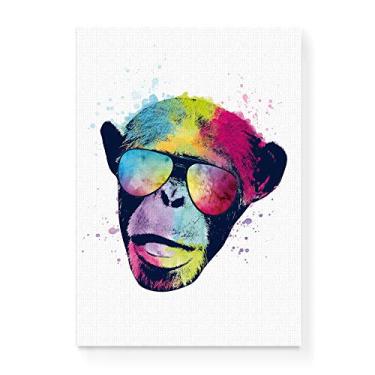 Imagem de Arte Maníacos Quadro Decorativo em Tela Canvas Macaco Color Fundo Branco - 23x16,25cm
