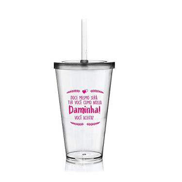 Imagem de Conjunto de 2 Copos Convites Doce Mesmo 550ml Tampa e Canudo Daminha e Florista KrystalON