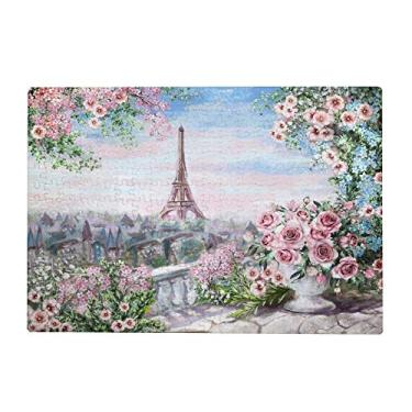 Imagem de Quebra-cabeças de 1000 peças para adultos – Torre Eiffel com flores