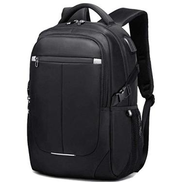 Imagem de Mochila para laptop Mochila masculina de viagem Mochila de viagem, descompressão estéreo respirável 3D, confortável almofada de espuma de malha de favo de mel, preta