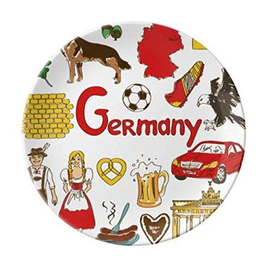 Imagem de Prato de porcelana decorativa com bandeira nacional da Alemanha Landscap Animals Prato de jantar