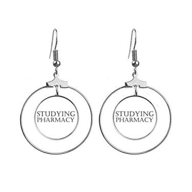 Imagem de Brincos curtos de frase, para estudar, farmácia, pendurados, joias, círculo de gota