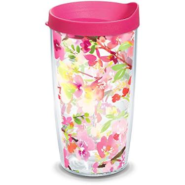 Imagem de Tervis Copo de viagem Yao Cheng - Sakura Floral Made in USA com isolamento térmico de parede dupla mantém as bebidas frias e quentes, 473 ml, clássico