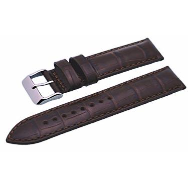 Imagem de Alça de reposição de couro genuíno acolchoada com padrão marrom preto 24 mm Rev ITAL331 20 mm 22 mm, Marrom, 20 mm