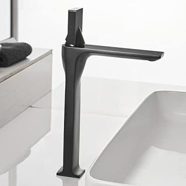 Imagem de Torneira para lavatório fria e quente preta torneira única para banheiro torneiras misturadoras de água torneira para lavatório montada no convés, preta, tamanho único